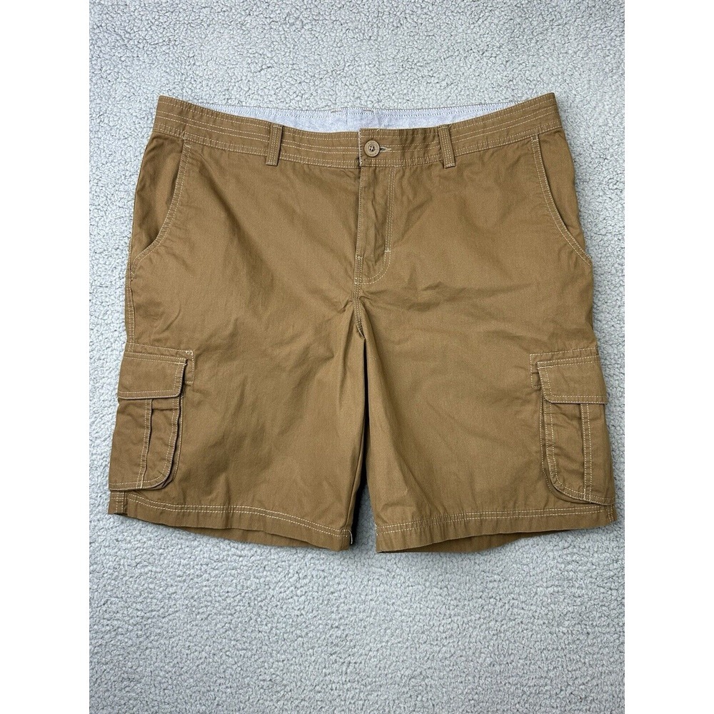 Columbia Cargo Shorts Mens Size‎ 40x10 Brown Flat Front Cotton Nylon Hiking